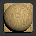 Wooden Cube And Sphere With Natural Wood Grain On Black Glossy Surface