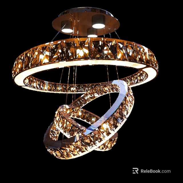Modern Crystal Chandelier Circular Spiral Design With Sparkling Crystal Decorations Brightly Illuminated 3d model 