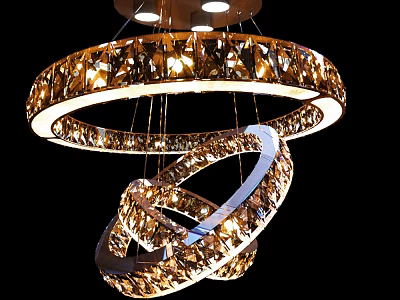Modern Crystal Chandelier Circular Spiral Design With Sparkling Crystal Decorations Brightly Illuminated 3d model