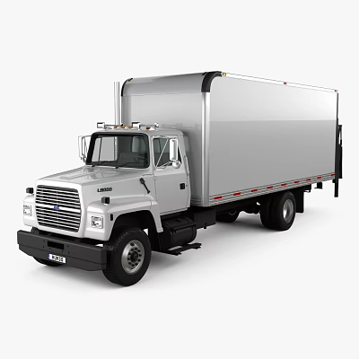 Silver Commercial Box Utility Truck With Cab And Transport Body Design 3d model Silver Commercial Box Utility Truck With Cab And Transport Body Design 3d model