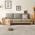 Japanese-style three-person sofa multi-person sofa 3d model