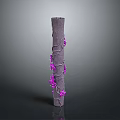 Elegant Gray Decorative Pillar With Purple Vines And Flowers Wrapped Around