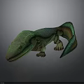 Realistic Green Lizard 3D Model With Smooth Skin Long Tail On Gray Background