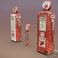 Vintage Red And White Texaco Gas Pumps With Retro Design Features