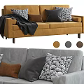 Multi Seater Sofa With Decorative Pillows Throw Blanket And Multiple Color Options 3d model