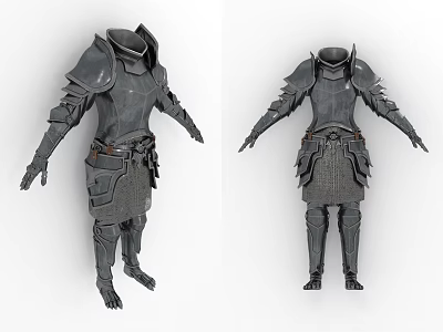 Black Medieval Fantasy Armor With Shoulder Arm Leg Protection And Waist Belt 3d model
