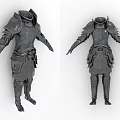 Black Medieval Fantasy Armor With Shoulder Arm Leg Protection And Waist Belt