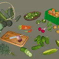Fresh Assorted Vegetables Including Zucchini Broccoli Tomatoes Carrots Cucumbers on Cutting Board