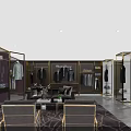 Modern Clothing Store Interior Design With Clothing Racks Sofas And Display Shelves