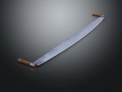 Professional Hardware Tool Long Saw with Wooden Handles and Sharp Metal Blade 3d model