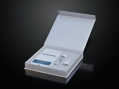 Open Medical Device Packaging Box Containing MONOVA Vial And Test Strip Components 3d model