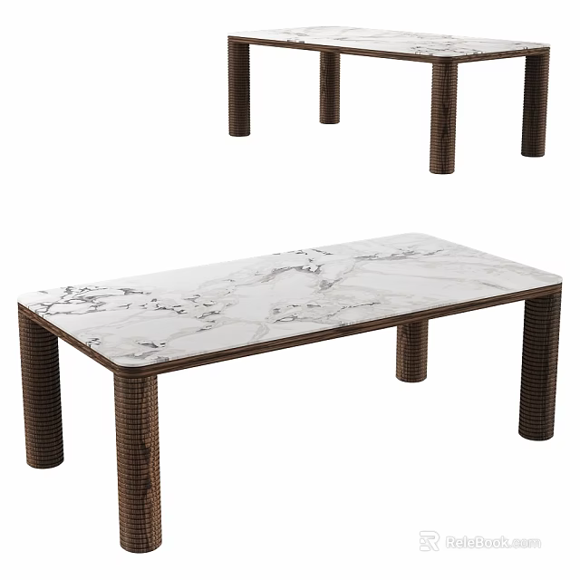 Modern Marble Table With Brown Woven Legs And Sleek Tabletop Design 3d model