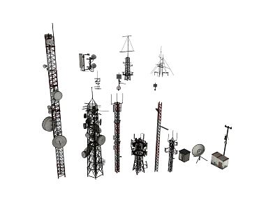 modern signal tower satellite antenna signal tower 3d model