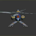 Blue Sci Fi Mechanical Dragonfly Toy With Large Wings Yellow Red Details Metallic Legs
