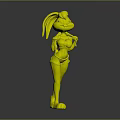 Anthropomorphic Rabbit Character And Bunny Creature With Blue White Athletic Outfit Green Accents Standing Pose