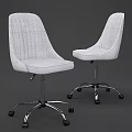 Modern Gray Upholstered Desk Chair Set with Metal Frame and Rolling Wheels