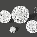 Modern Abstract White Radial Sculptures With Multiple Sizes On Gray Background