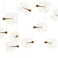 Dandelion Shaped Hanging Chandeliers In Modern Design With Golden Accents And White Light