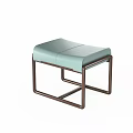Modern Stool with Light Green Leather Cushion and Brown Metal Frame Design
