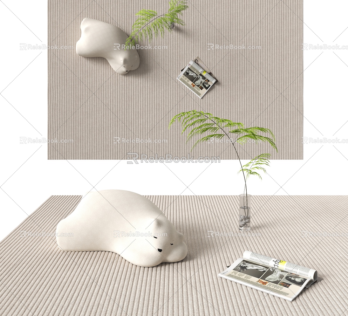 Book Ornaments Square Carpet 3d model