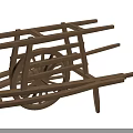 Traditional Wooden Cart With Spoked Wheel And Sturdy Frame Handles Design