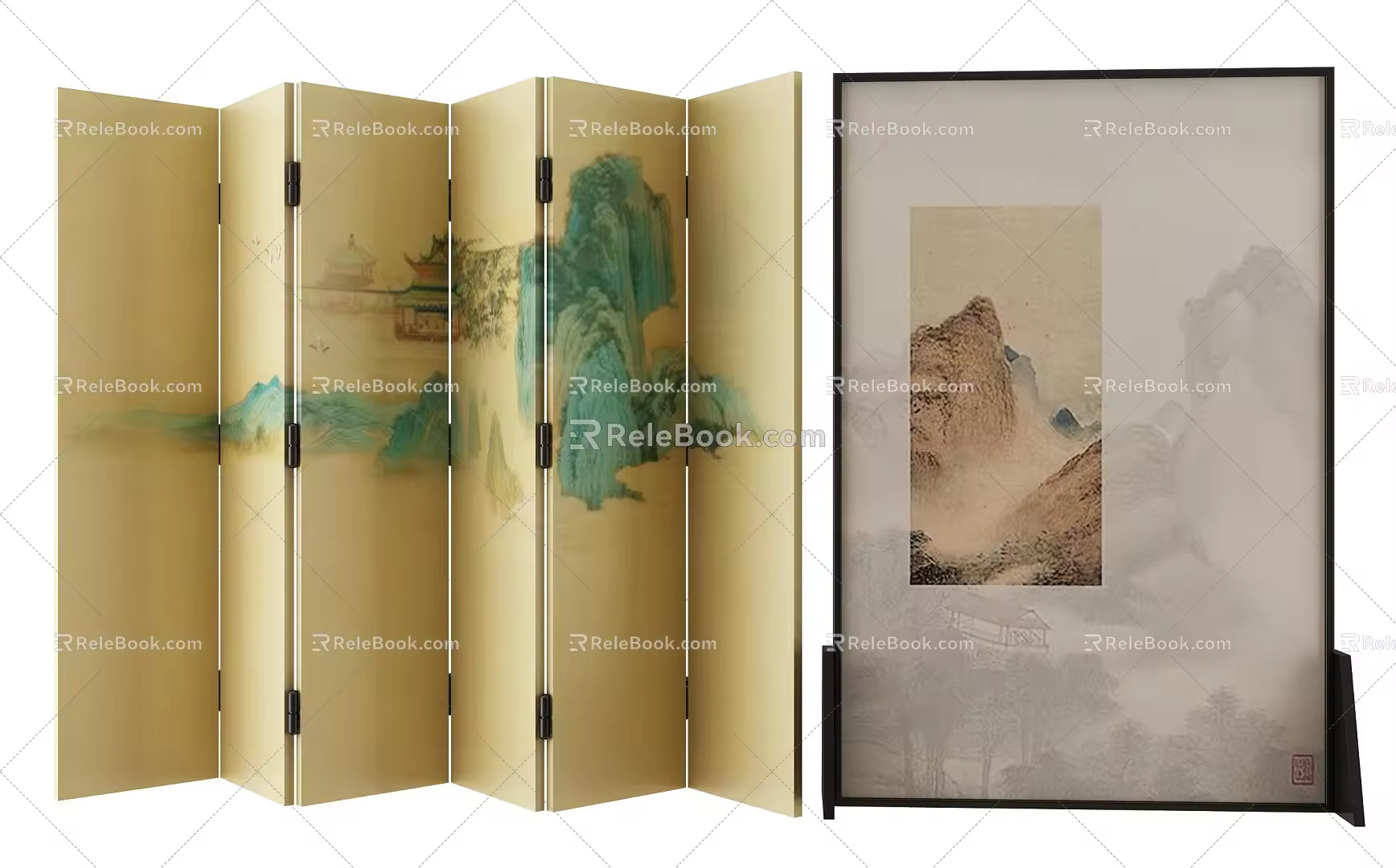 new chinese style screen 3d model