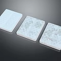 Three Different Textured Furniture Panels Featuring White Gray Veined And Red Accent Patterns