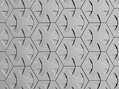 Gray Modern Background Wall With Hexagonal Geometric Pattern And Curved Cutouts Featuring Textured Minimalist Design 3d model