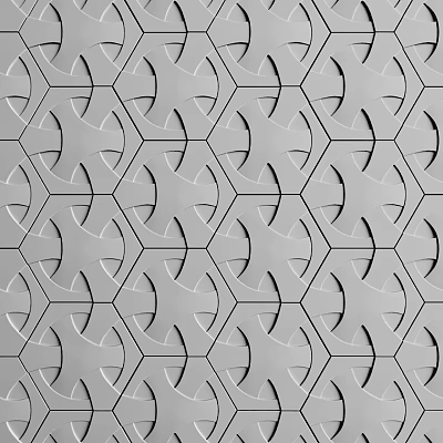 Gray Modern Background Wall With Hexagonal Geometric Pattern And Curved Cutouts Featuring Textured Minimalist Design 3d model