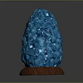 Blue Textured Decorative Crystal Stone Ornament With Wooden Base For Home Decoration