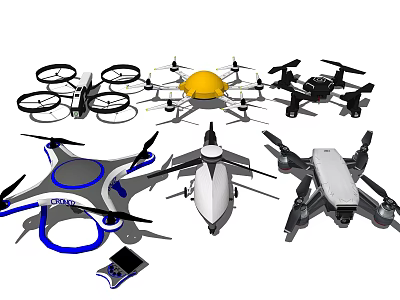 Intelligent Drones Showcasing Diverse Designs And Advanced Technological Features For Modern Applications 3d model