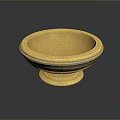 Elegant Yellow Stone Bowl Shaped Sculpture Carving With Intricate Patterns And Decorative Base