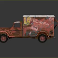 Rusty Red Vintage Truck With Graffiti Art And White Roof Design