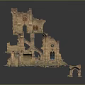 Ancient Ruin Detailed Scene Components With Arched Towers Platforms And Glowing Stone Accents