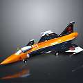 Space Themed Orange Black Fighter Jet Model With Red Logo And Cockpit