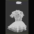 Blue Sailor Style Dress With White Bow Tie Ruffled Sleeves And Pleated Skirt Design