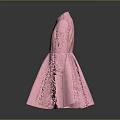 Pink A Line Dress With Long Sleeves And Textured Flared Skirt