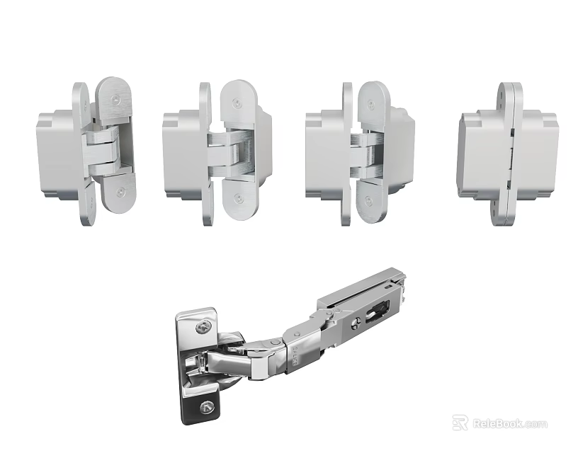 Different Types of Stainless Steel Hinges for Cabinet Doors and Furniture 3d model 