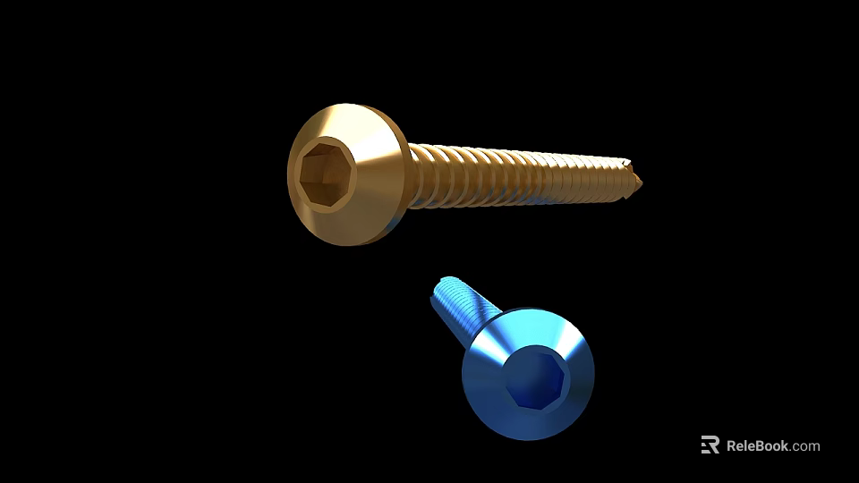 Medical Device Orthopedic Screws Long Golden and Short Blue for Surgical Use 3d model 