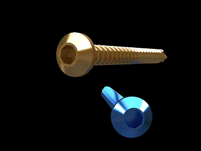 Medical Device Orthopedic Screws Long Golden and Short Blue for Surgical Use 3d model