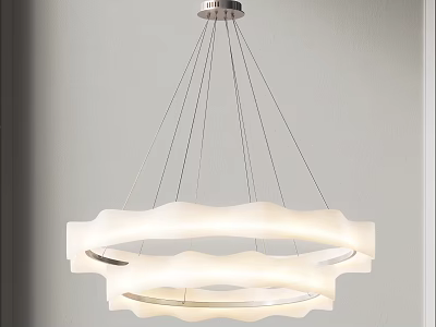 Modern White Chandelier With Circular Rings Hanging For Home Interior Lighting 3d model
