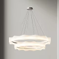 Modern White Chandelier With Circular Rings Hanging For Home Interior Lighting
