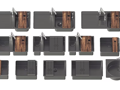 Contemporary Kitchen Sinks Featuring Multiple Styles Wooden Accents And Various Configurations 3d model