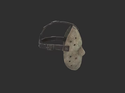 Vintage Metal Weapon Mask With Straps And Holes For Combat Equipment 3d model