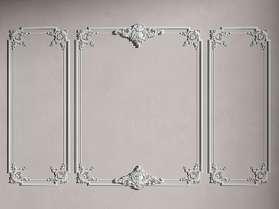 French Carved Line Carved Wall Panel Carved Wall Trim Panel 3d model