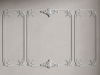 French Carved Line Carved Wall Panel Carved Wall Trim Panel 3d model