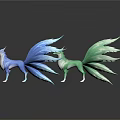Fantasy Nine Tailed Fox Characters With Colorful Tails In Various Vibrant Hues