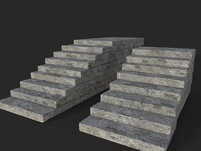 Gray Stone Steps Landscape Design Featuring Stacked Two Sets Structure 3d model