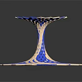 Blue And White Spiral Decorative Sculpture With Intertwined Geometric Design