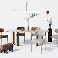 Light Luxury Dining Table and Chair Combination Dining Table and Chair 3d model